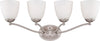 Nuvo Lighting 60-5054 Patton Collection Four Light Energy Star Efficient GU24 Bath Vanity Wall Mount in Brushed Nickel Finish