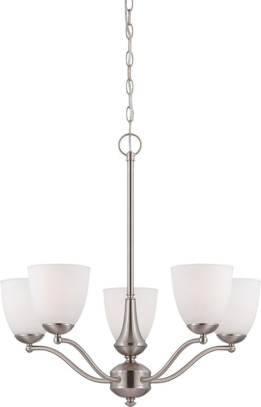 Nuvo Lighting 60-5055 Patton Collection Five Light Energy Star Efficient GU24 Hanging Chandelier in Brushed Nickel Finish