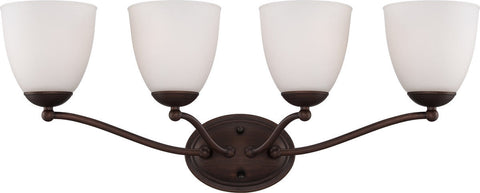 Nuvo Lighting 60-5154 Patton Collection Four Light Energy Star Efficient GU24 Bath Vanity Wall Mount in Prairie Bronze Finish