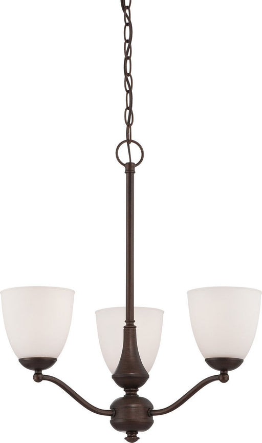 Nuvo Lighting 60-5156 Patton Collection Three Light Energy Star Efficient GU24 Hanging Chandelier in Prairie Bronze Finish