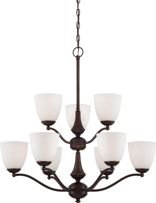 Nuvo Lighting 60-5159 Patton Collection Nine Light Energy Star Efficient GU24 Hanging Chandelier in Prairie Bronze Finish