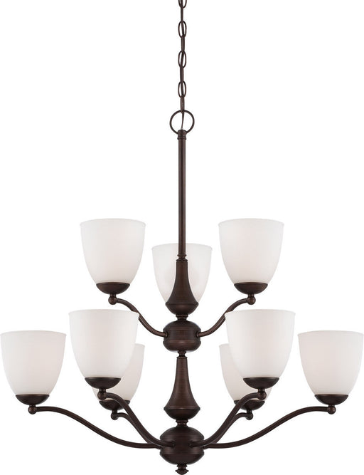 Nuvo Lighting 60-5159 Patton Collection Nine Light Energy Star Efficient GU24 Hanging Chandelier in Prairie Bronze Finish