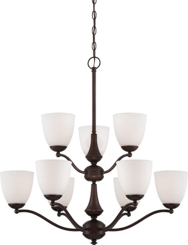 Nuvo Lighting 60-5159 Patton Collection Nine Light Energy Star Efficient GU24 Hanging Chandelier in Prairie Bronze Finish
