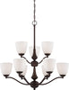 Nuvo Lighting 60-5159 Patton Collection Nine Light Energy Star Efficient GU24 Hanging Chandelier in Prairie Bronze Finish