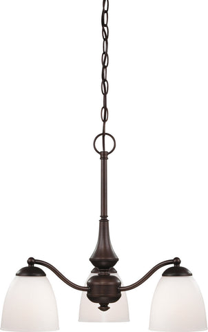 Nuvo Lighting 60-5162 Patton Collection Three Light Energy Star Efficient GU24 Hanging Chandelier in Prairie Bronze Finish