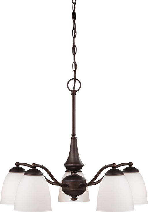 Nuvo Lighting 60-5163 Patton Collection Five Light Energy Star Efficient GU24 Hanging Chandelier in Prairie Bronze Finish