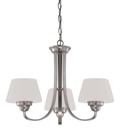 Nuvo Lighting 60-5224 Ludlow Collection Three Light Hanging Chandelier in Brushed Nickel Finish