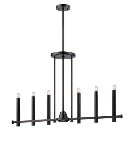 Nuvo Lighting 60-5242 Telegraph Collection Seven Light Hanging Linear Pendant Chandelier in Hazel Bronze Finish