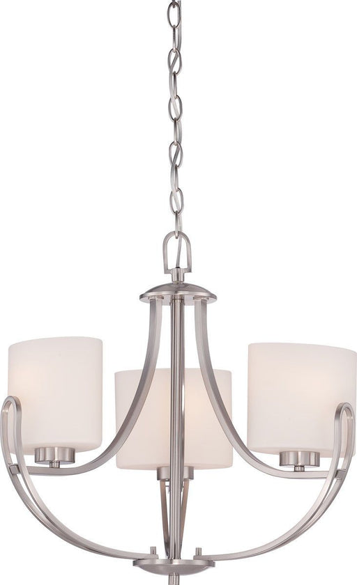 Nuvo Lighting 60-5298 Lola Collection Three Light Hanging Pendant Chandelier in Brushed Nickel Finish