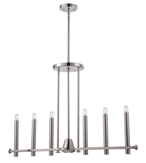 Nuvo Lighting 60-5342 Telegraph Collection Seven Light Hanging Linear Pendant Chandelier in Polished Nickel Finish