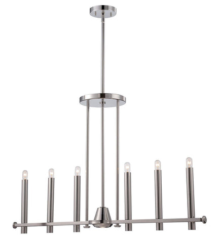 Nuvo Lighting 60-5342 Telegraph Collection Seven Light Hanging Linear Pendant Chandelier in Polished Nickel Finish