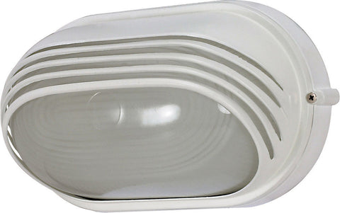 Nuvo Lighting 60-566 Signature Collection One Light Energy Efficient GU24 Exterior Outdoor Bulk Head Wall Lantern in Semi Gloss White Finish