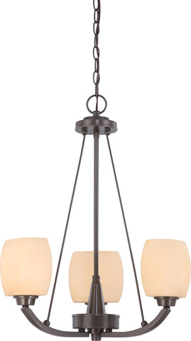 Nuvo Lighting 60-4205 Helium Collection Three Light Hanging Chandelier in Vintage Bronze Finish - Quality Discount Lighting
