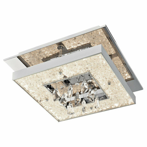 Elan by Kichler Lighting 83411 Crushed Ice Square Collection LED Flush Mount Ceiling Light in Polished Chrome Finish