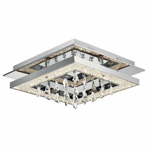 Elan by Kichler Lighting 83410 Crushed Ice Square Collection LED Flush Mount Ceiling Light in Polished Chrome Finish