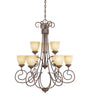 Designers Fountain Lighting 99389 AUB Belaire Collection Nine Light Hanging Chandelier in Aged Umber Bronze Finish
