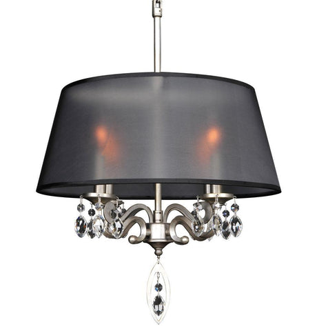 Kalco Lighting Allegri 023051-002-FR001 Georgetta Four Light Drum Pendant Chandelier in Aged Silver Finish