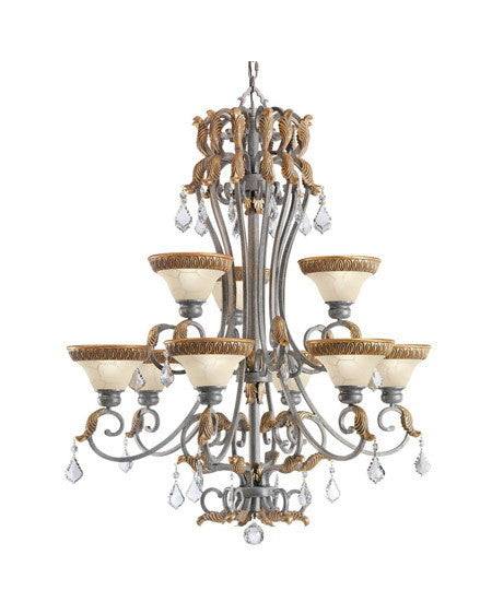 Kichler Lighting 2266 FDS Nine Light Chandelier in Feldspar Finish with Gold Leaf Accents - Quality Discount Lighting