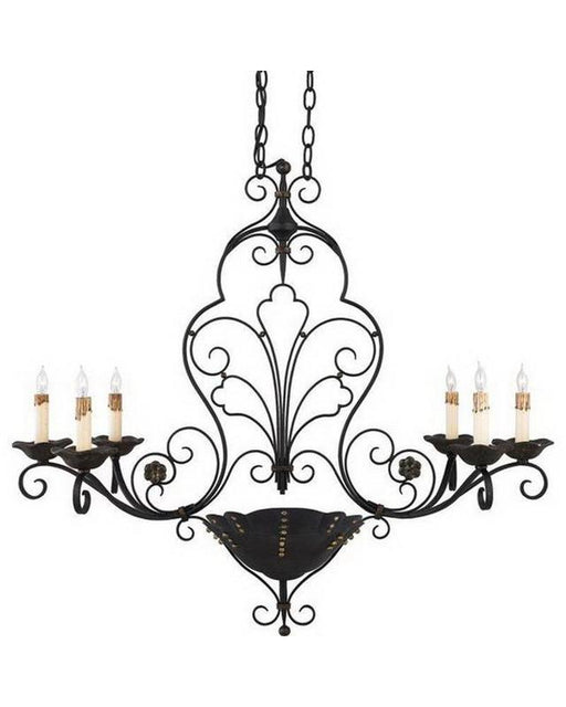 Quoizel Lighting RVG636 SM Six Light Island Chandelier in Serengeti Black and Mayan Gold Finish - Quality Discount Lighting