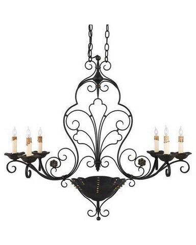 Quoizel Lighting RVG636 SM Six Light Island Chandelier in Serengeti Black and Mayan Gold Finish - Quality Discount Lighting