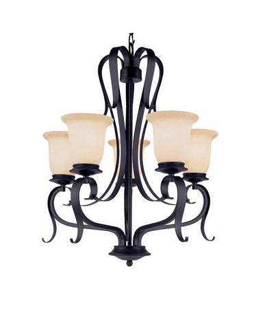 Trans Globe Lighting 3995 BK Five Light Chandelier in Black Finish