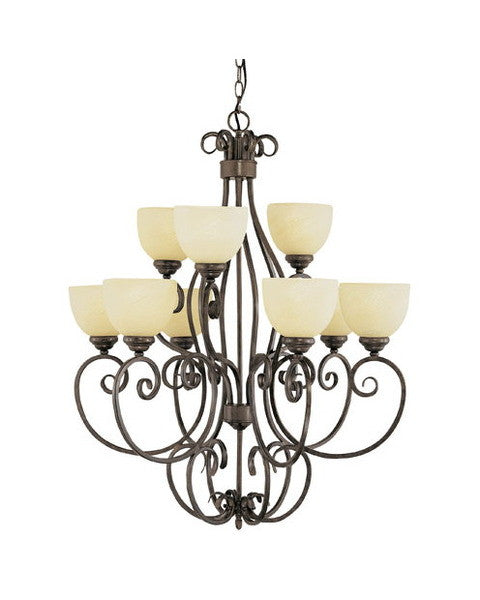 Trans Globe Lighting 7218 ABR Nine Light Chandelier in Antique Brown Finish