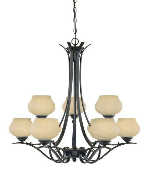 Designers Fountain Lighting 82089 BNB Nine Light Hanging Chandelier in Burnished Bronze Finish - Quality Discount Lighting