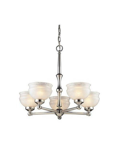 Z-Lite Lighting 303-5 Five Light Chandelier in Polished Nickel Finish - Quality Discount Lighting