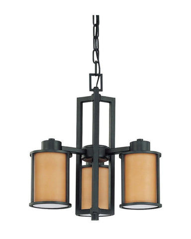 Nuvo Lighting 60-3825 Odeon Collection Three Light Energy Star Efficient Fluorescent GU24 Chandelier in Aged Bronze Finish - Quality Discount Lighting