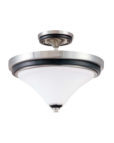 Nuvo Lighting 60-2461 Keen Collection Two Light Energy Star Efficient Fluorescent GU24 Semi Flush Ceiling Mount in Brushed Nickel Finish - Quality Discount Lighting