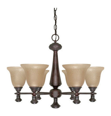 Nuvo Lighting 60-2415 Mericana Collection Six Light Energy Star Efficient Fluorescent GU24 Chandelier in Old Bronze Finish - Quality Discount Lighting