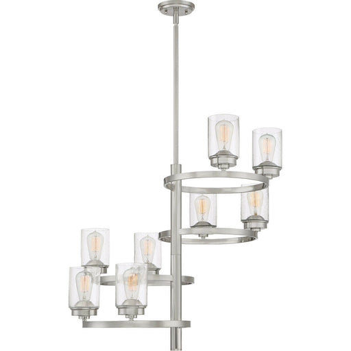 Quoizel Lighting EVL5008 BN Evolution Collection Eight Light Hanging Chandelier in Brushed Nickel Finish