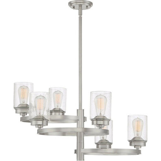 Quoizel Lighting EVL5006 BN Evolution Collection Six Light Hanging Chandelier in Brushed Nickel Finish