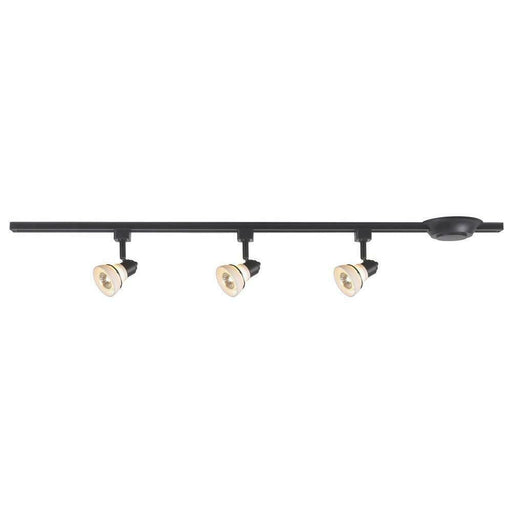 CE 38646-IL5028BK Three Light Linear Line Voltage Track Kit with End Feed Cord and Plug in Black Finish
