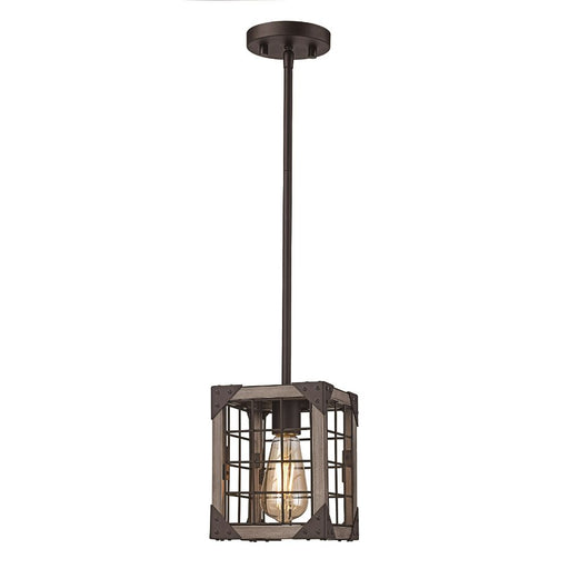 BLACK FRIDAY 11011 ROB 1LT Rustic Grid Wood Pendant in Rubbed Oil Bronze