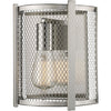 Trans Globe 100429524 Mist 1-Light Brushed Nickel Indoor Wall Sconce Light Fixture with Metal Mesh Shade