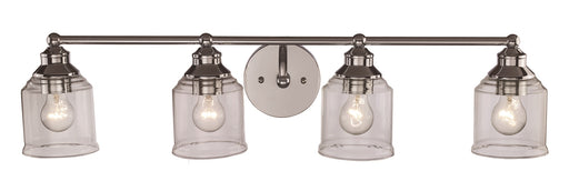 BLACK FRIDAY Brushed Nickel or Polished Chrome 4 Light Bath Strip with Clear Glass 32inch Wide