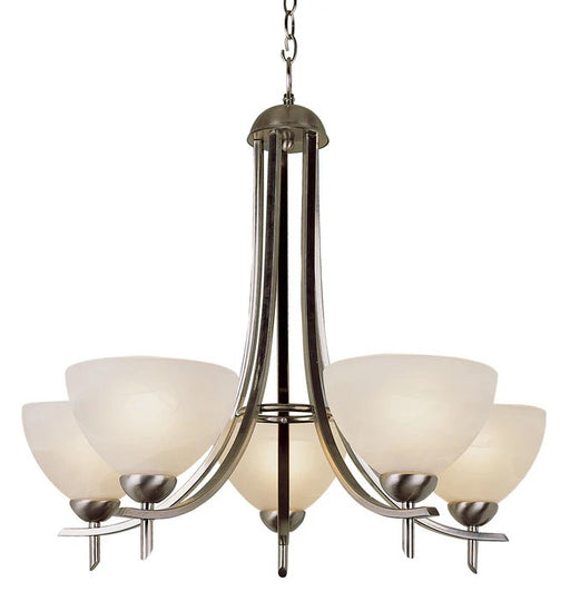 Trans Globe 8175 BN 5-Light Chandelier In Brushed Nickel Finish