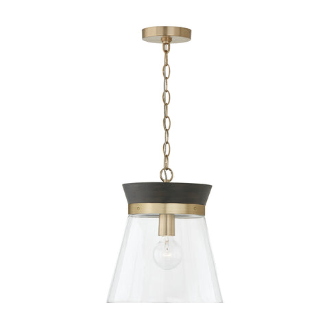 Capital 347311KR Finn Collection One Light Pendant in Matte Brass and Black Stain Finish