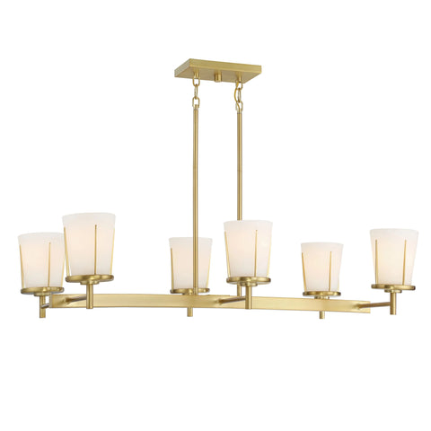 Black Friday Special Serene 6 Light island light, Natural Brass Finish