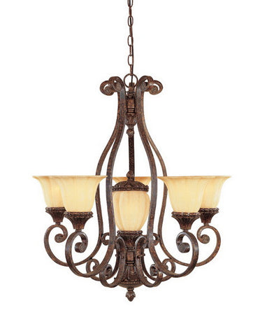 Designers Fountain Lighting 98785 BU Astor Manor Collection Five Plus One Light Hanging Chandelier in Burnt Umber Finish - Quality Discount Lighting