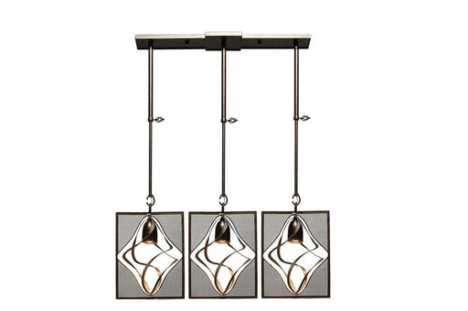 Kalco Lighting 2696-1SV Oxford Collection Three Light Island Pendant Chandelier in Aged Silver Finish - Quality Discount Lighting