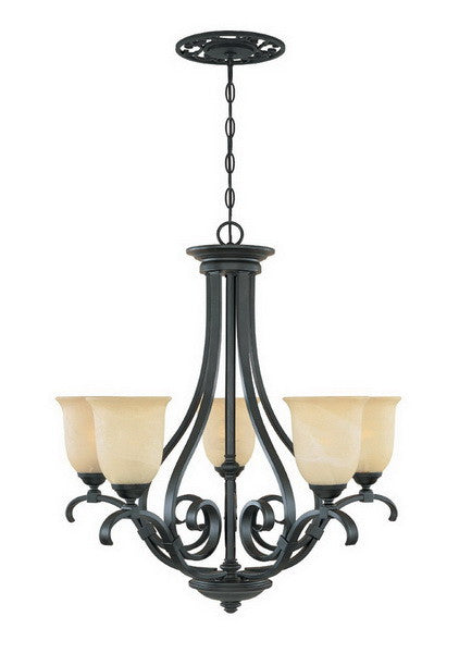Designers Fountain Lighting 81785 BNB Montague Collection Five Light Hanging Chandelier in Burnished Bronze Finish - Quality Discount Lighting