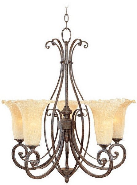 Designers Fountain Lighting 80985 WM Quinby Collection Five Light Hanging Chandelier in Warm Mahogany Finish - Quality Discount Lighting
