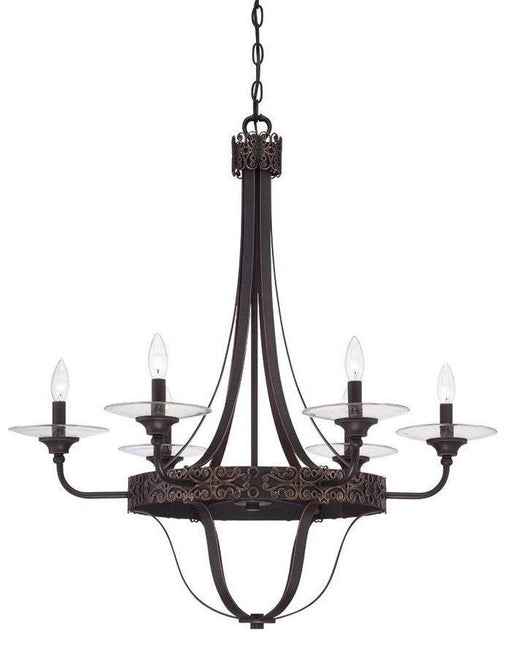 Craftmade Lighting 36326 ABZG Amsden Collection Six Light Pendant Chandelier in Aged Bronze with Gold Finish