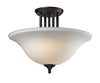 Z-Lite Lighting 2113-SF Athena Collection Three Light Semi Flush Ceiling Mount in Bronze Finish with Swirl Alabaster Glass
