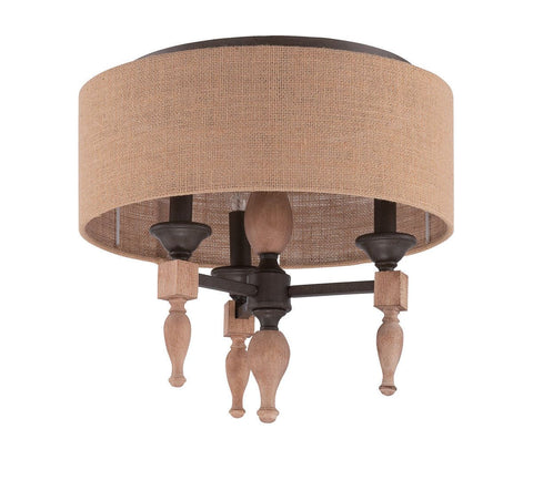Craftmade Lighting 38183 JBZDO Glenwood Collection Three Light Flush Ceiling in Light Aged Bronze and Distressed Oak Finish