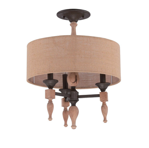 Craftmade Lighting 38153 JBZDO Glenwood Collection Three Light Convertible Semi Flush Ceiling or Hanging Pendant Chandelier in Light Aged Bronze and Distressed Oak Finish