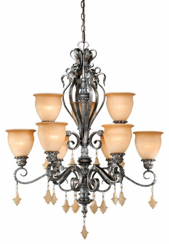 Vaxcel Lighting MM-CHU009 AE Montmarte Collection Nine Light Hanging Chandelier in Athenian Bronze Finish - Quality Discount Lighting