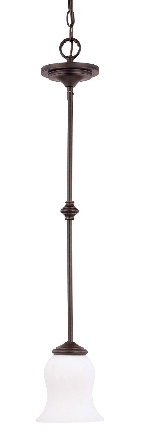 Nuvo Lighting 60-2433 Glenwood Collection One Light Energy Star Rated Fluorescent Hanging Mini Pendant Chandelier in Sudbury Bronze Finish - Quality Discount Lighting